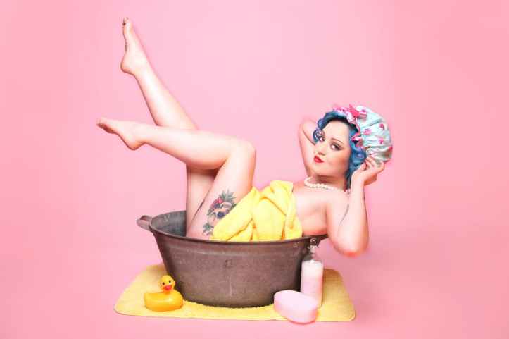 woman inside basin