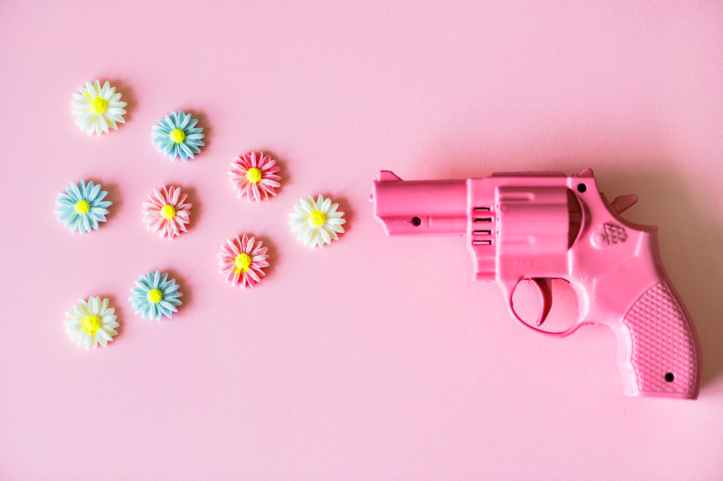 pink plastic revolver toy