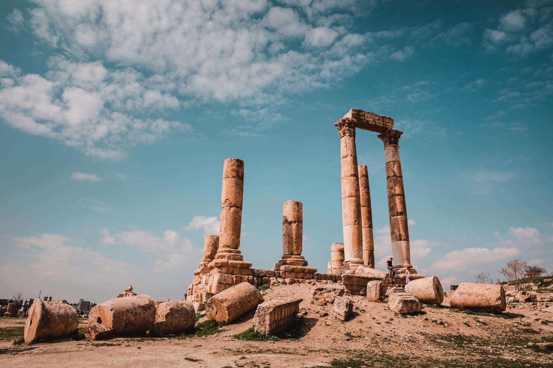 brown concrete columns during day