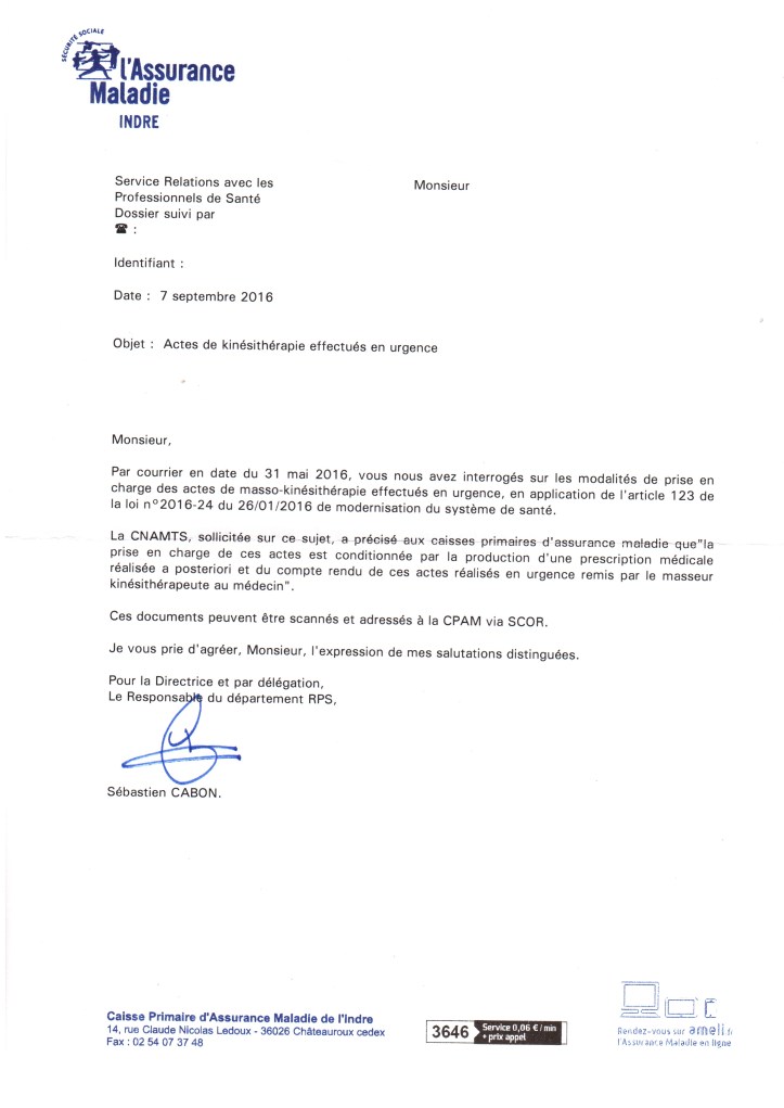 Réponse CPAM première intention